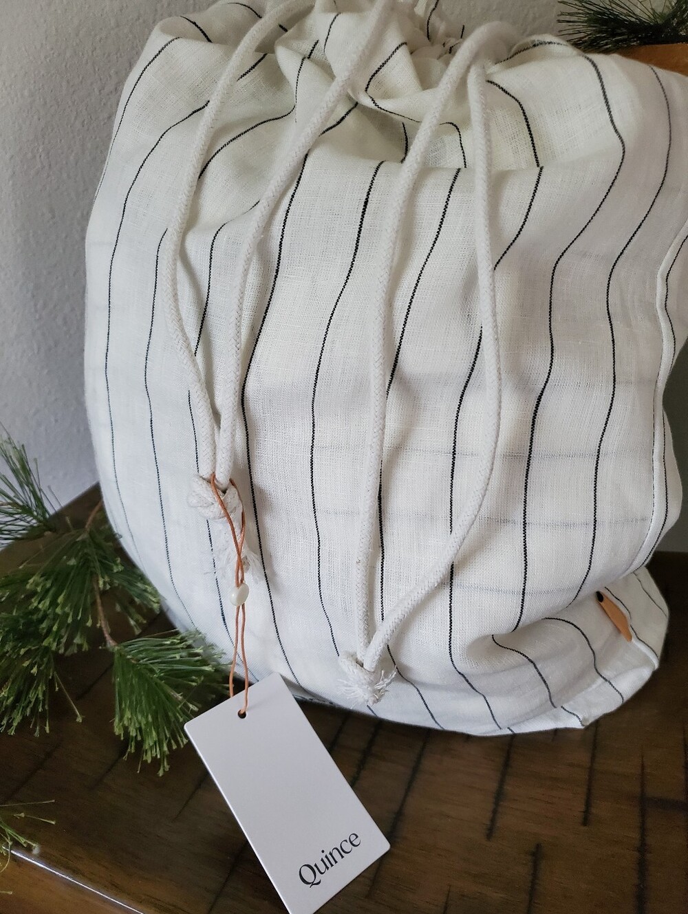 NWT Quince European Linen Duvet Cover Pencil Stripe White Black King Calking